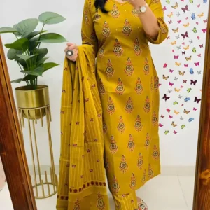 Floral Print Kurta / Pant & Dupatta Set